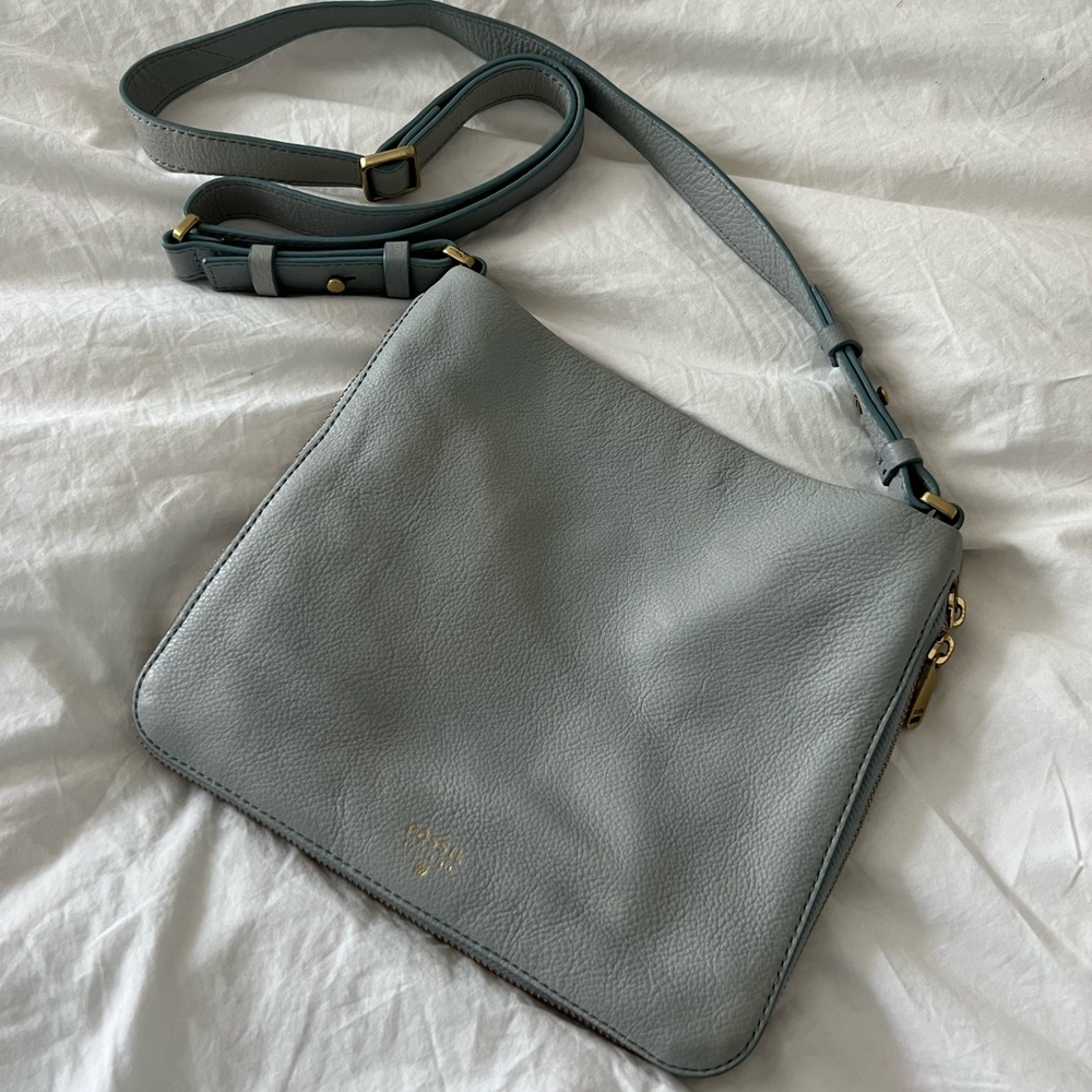 Fossil Light Grayish Blue Crossbag